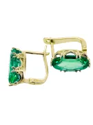 8K žlté zlato 333 Emerald náušnice vec021x-em Russian Soviet USSR Vintage style Art Deco style